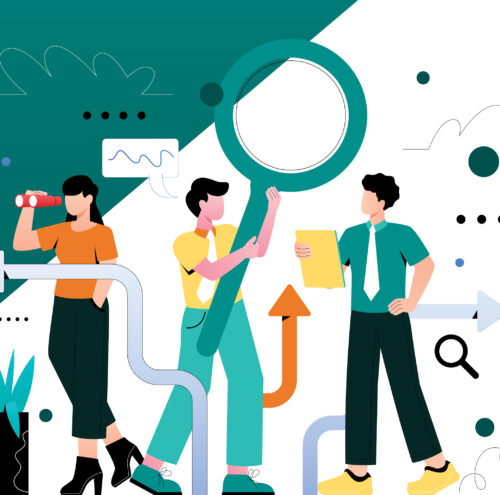 image of three people evaluating campaign message strategy